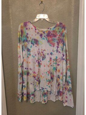 Sweaty Betty Bamboo Tie Dye Watercolor Long Sleeve Tee Shirt XL EUC